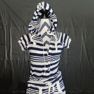 Blue and White Striped Swimsuit Coverup